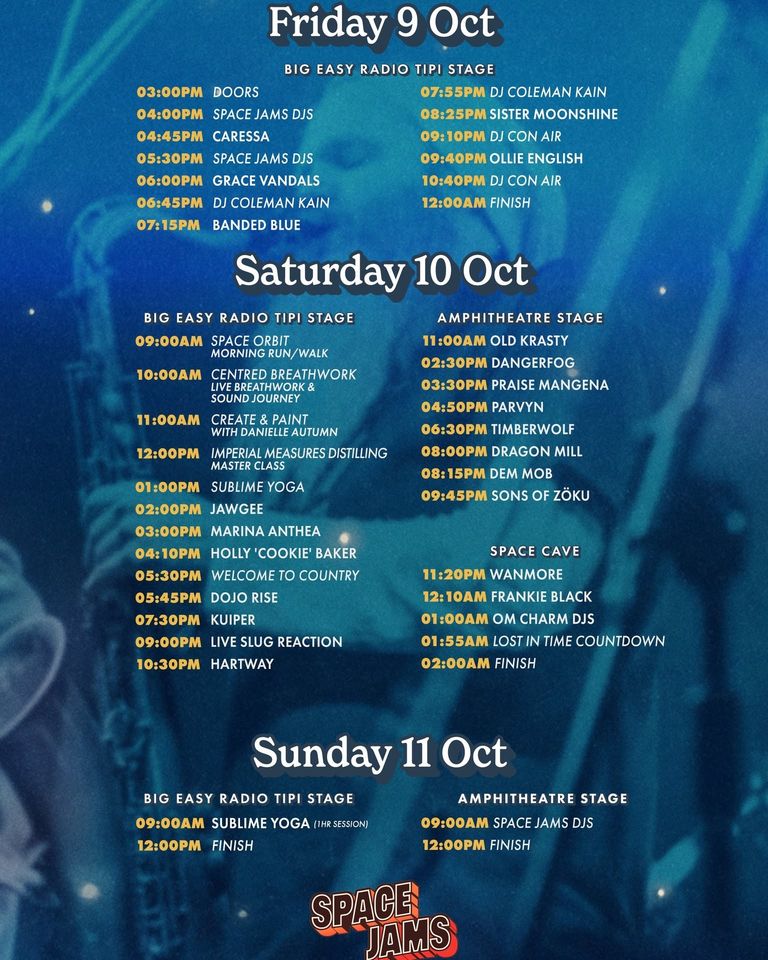 Space Jams 2026 artist playing times